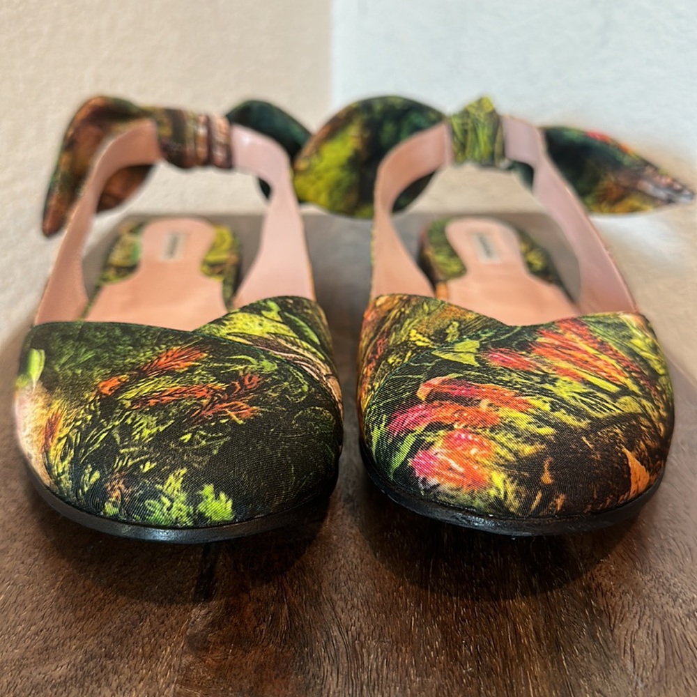 CARVEN Printed Satin Slingback Flats Size EUR 40 US 9 - Picture 4 of 12